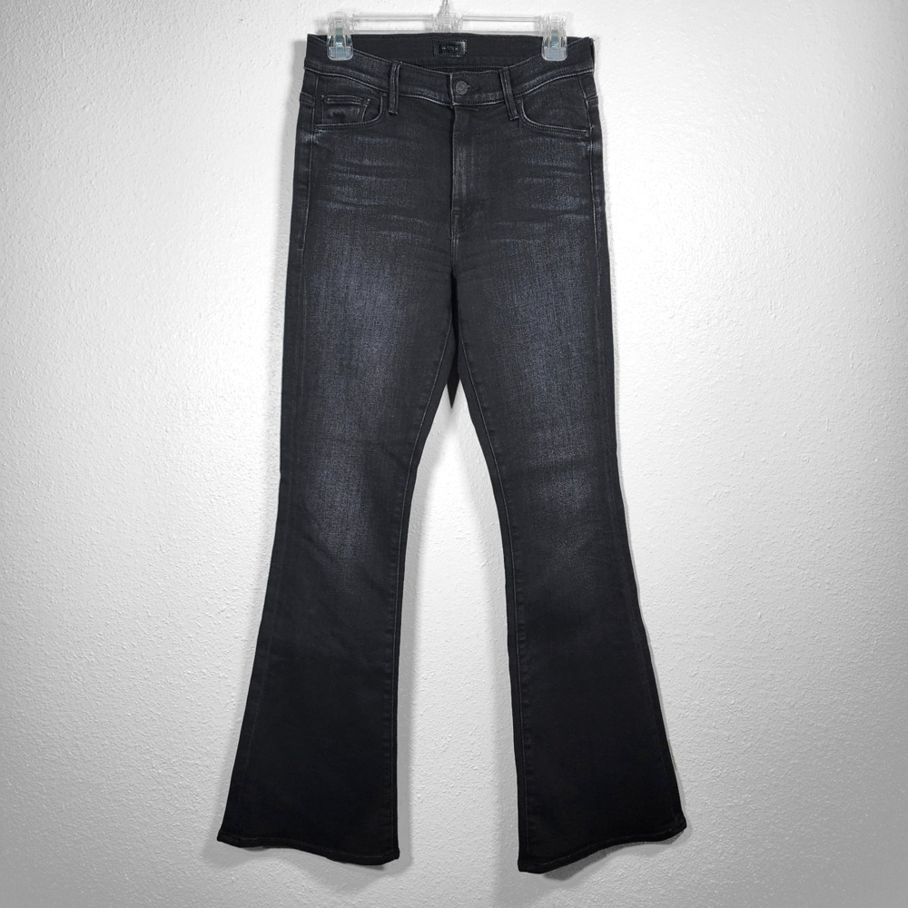 Mother Jeans The Weekender Flare Deep End Dark Wash Mid Rise Stretch Size 28